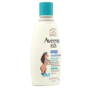 Aveeno Baby Kids Curly Hair Conditioner With Oat Extract & Shea Butter, Gently Nourishes & Hydrates For Defined Curls, Tear-Free & Suitable For Sensitive Skin, Hypoallergenic, 12 Fl. Oz, 1 Count